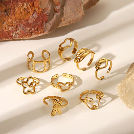 304 из нержавеющей стали Манжета кольца для женщин, реальный 18 k позолоченный