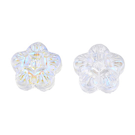 Perles en verre electroplate transparent , de couleur plaquée ab , fleur