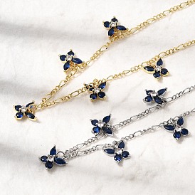 Ожерелья с подвесками в виде бабочки из латуни с микропаве и кубическим цирконием, цепочки Фигаро для женщин, стойки покрытие, без кадмия и без свинца, долговечный