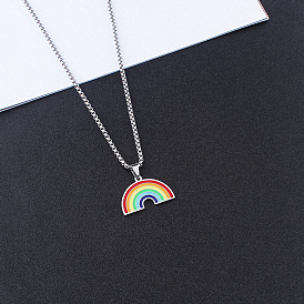 201 Подвески-кулоны из нержавеющей стали в виде радуги для женщин и мужчин, цвет нержавеющей стали