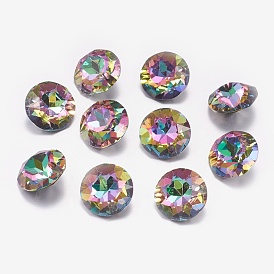 Faceted Glass Rhinestone Charms, Imitation Austrian Crystal, Flat Round