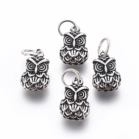 Thai Sterling Silber Charme, mit Ringe springen, Eule