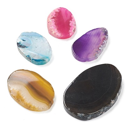 Rough Raw Natural Agate Slices Cabochons, No Hole/Undrilled, Oval