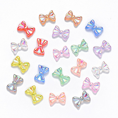 Resin Cabochons, Nail Art Decoration Accessories, AB Color Plated, Bowknot