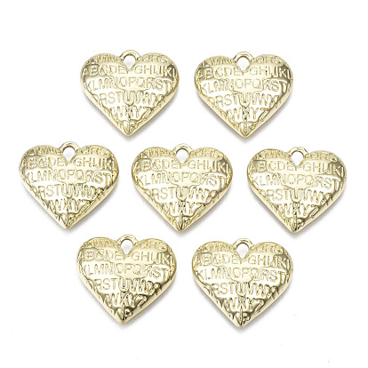 Alloy Pendants, Cadmium Free & Nickel Free & Lead Free, Heart with Letter
