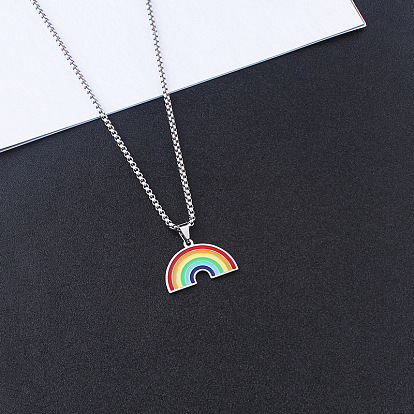 201 Подвески-кулоны из нержавеющей стали в виде радуги для женщин и мужчин, цвет нержавеющей стали