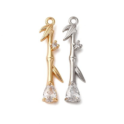 Латунные микропаве прозрачные подвески с фианитом, без кадмия, без никеля и без свинца, бамбук и капля