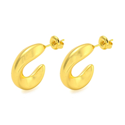 304 Stainless Steel Earrings, C-Shape