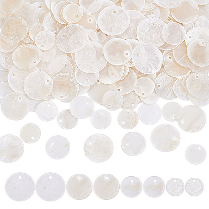 210шт 4 стили натуральные подвески из ракушек капиз, плоские круглые прелести