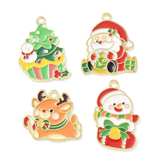 Подвески из эмали и сплава, Новогодняя тема, золотые