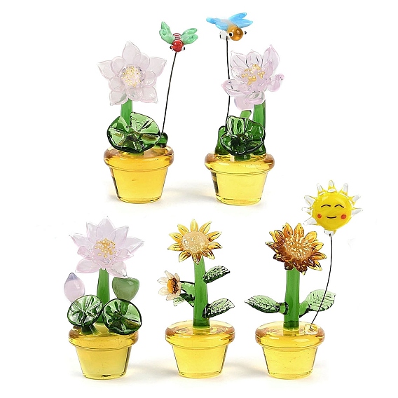 Украшение для горшка с растением в технике лэмпворк ручной работы, для украшения домашнего офиса