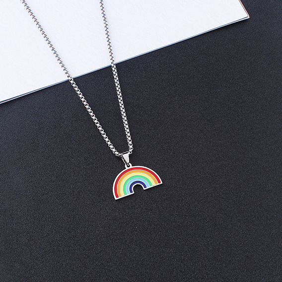 201 Подвески-кулоны из нержавеющей стали в виде радуги для женщин и мужчин, цвет нержавеющей стали
