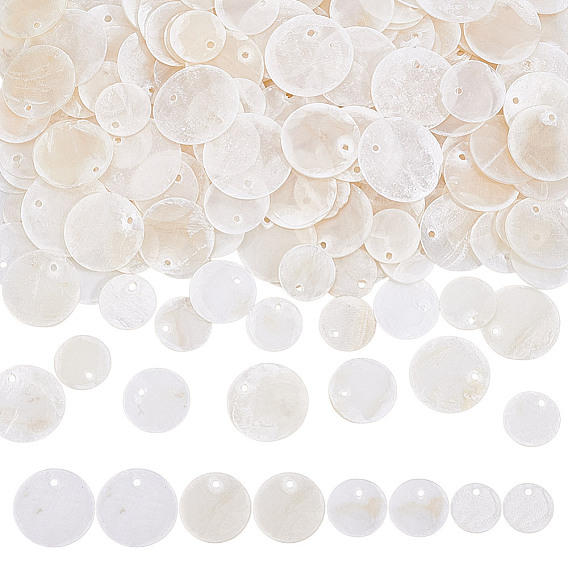 210шт 4 стили натуральные подвески из ракушек капиз, плоские круглые прелести