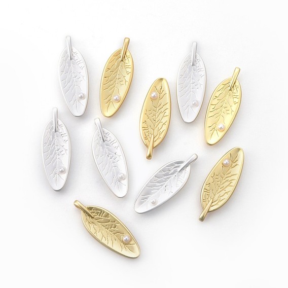 Латунные подвески, с акриловой жемчужные бусины, долговечный, лист