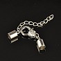 Chain Extender, with Brass Curb Chain, Alloy Lobster Claw Clasps and Brass Cord Ends, 85mm