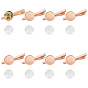 8Pcs Brass Tie Clip Cabochon Settings, Flat Round, with 8Pcs Transparent Glass Cabochons