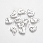 Mother's Day Theme, Tibetan Style Heart Alloy Pendants, with Word Mom, Cadmium Free & Lead Free, 18x15x3mm, Hole: 3mm, about 208pcs/500g
