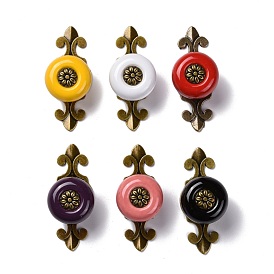 Round-shaped Porcelain Cabinet Door Knobs, Kitchen Drawer Pulls Cabinet Handles, with Screw & Zinc Alloy Finding