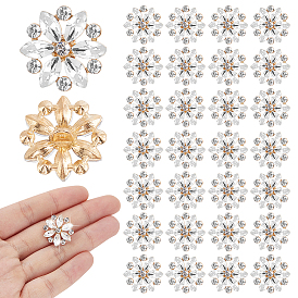 30Pcs Alloy Rhinestone Shank Buttons, 1-Hole, Flower