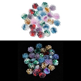 Flower Resin Cabochons with Glitter Powder, Glow in the Dark