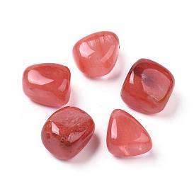 5 piezas de cuentas de vidrio de cuarzo cereza, piedra caída, gemas de relleno de jarrones, sin agujero / sin perforar, pepitas