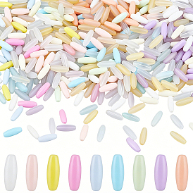 360Pcs 9 Colors Painted Glass Beads, Oblong Long Oval, Mixed Style