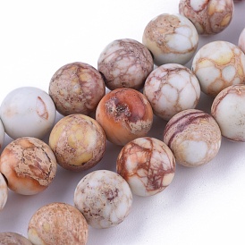Brins de perles de jaspe impérial naturel, teint, ronde