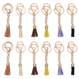 12шт 6 цвета искусственная замша кисточки брелок подвеска, со сплавочной фурнитурой