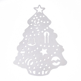 Anti-Tarnish 201 Stainless Steel Big Pendants, Etched Metal Embellishments, Christmas Tree Charms