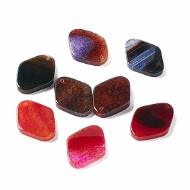 Natural Crackle Agate Pendants, Dyed & Heated, Rhombus