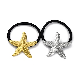 304 Stainless Steel Hair Ties, with Nylon Cord, Starfish