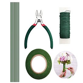Floral Arrangement Kits, with Floral Tools, Paper, Adhesive Tapes, Bouquet Stem Wrap Florist Wire, Side-Cutting Plier, Floriculture Paper Wire