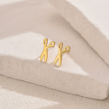 Серьги-гвоздики из нержавеющей стали в форме ножниц