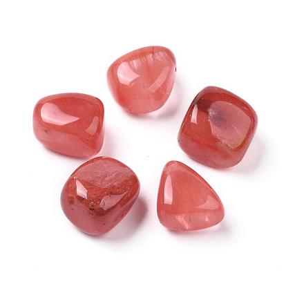 5 piezas de cuentas de vidrio de cuarzo cereza, piedra caída, gemas de relleno de jarrones, sin agujero / sin perforar, pepitas