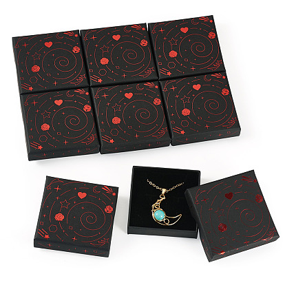 Hot Stamping Planet Cardboard Jewelry Packaging Boxes, for Jewelry, Small Watches, Rectangle Square