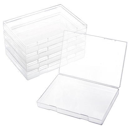 Transparent Plastic Bead Containers, with Hinged Lids, for Beads and More, Rectangle