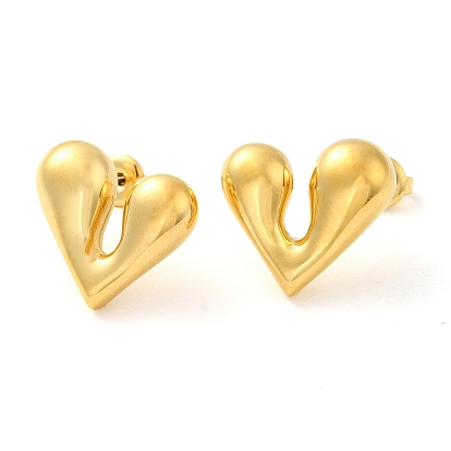 304 boucles d'oreille en acier inoxydable, cœur