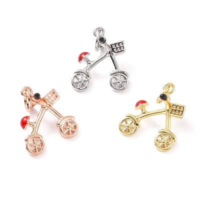 Brass Pendants, with Enamel, Lead Free & Cadmium Free, Bicycle