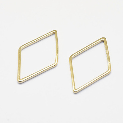 Long-Lasting Plated Brass Linking Rings, Real 18K Gold Plated, Nickel Free, Rhombus