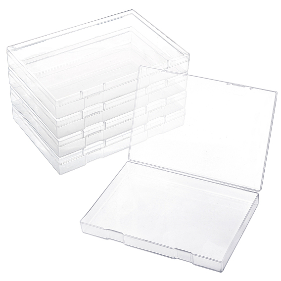 Transparent Plastic Bead Containers, with Hinged Lids, for Beads and More, Rectangle