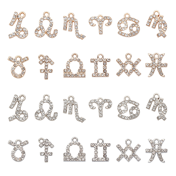 2 Sets 2 Farben Legierung Strass Anhänger, Konstellation, cadmiumfrei und bleifrei