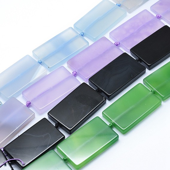 Natural Agate Beads Strands, Dyed, Rectangle