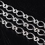 Iron Handmade Chains Figaro Chains Mother-Son Chains, Unwelded, Lead Free and Nickel Free and Cadmium Free, Silver Color Plated, with Spool