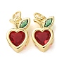 Micro cuivres ouvrent pendentifs zircone cubique, cerise avec des breloques en forme de cœur, sans plomb et sans cadmium, crémaillère plaquage, plaqué longue durée