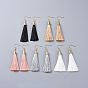 Polyester Tassel Dangle Earrings, with 304 Stainless Steel Earring Hooks and Jump Rings