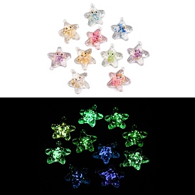 Luminous Transparent Acrylic Pendants, Glow in the Dark, Starfish with Smiling Face