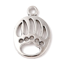 Tibetan Style Alloy Pendants, Cadmium Free & Lead Free, Oval with Paw Print