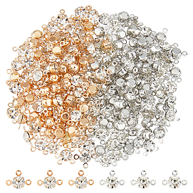 200 шт. 2 цвета латунь паве прозрачное стекло люстра компоненты ссылки, плоско-круглые