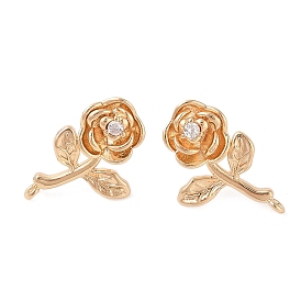 Brass Micro Pave Cubic Zirconia Studs Earrings Finding, Flower