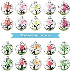 10 шт. Прозрачные стеклянные подвески, полукруглый, с сухих цветов внутри